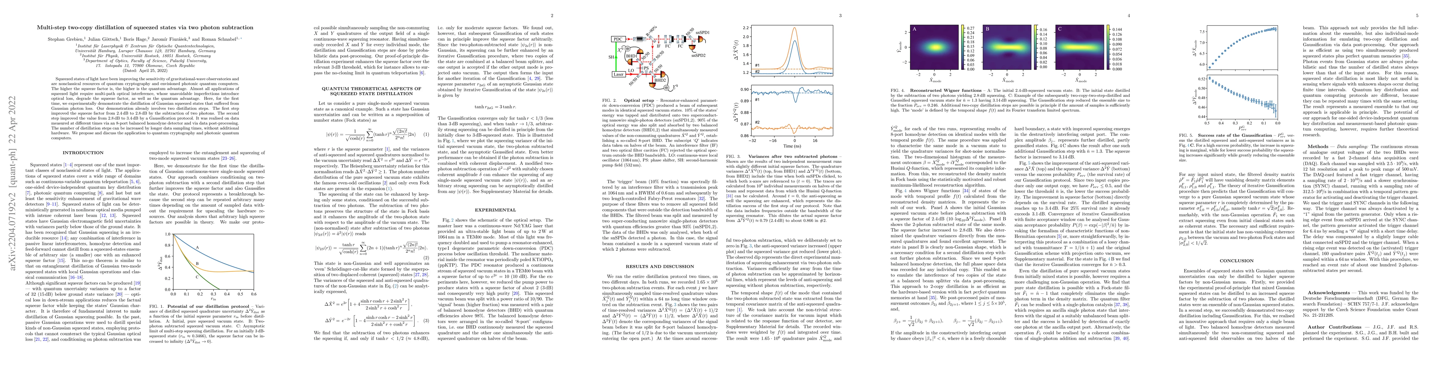 Thumbnail for Multi-step two-copy distillation of squeezed states via two photon
  subtraction