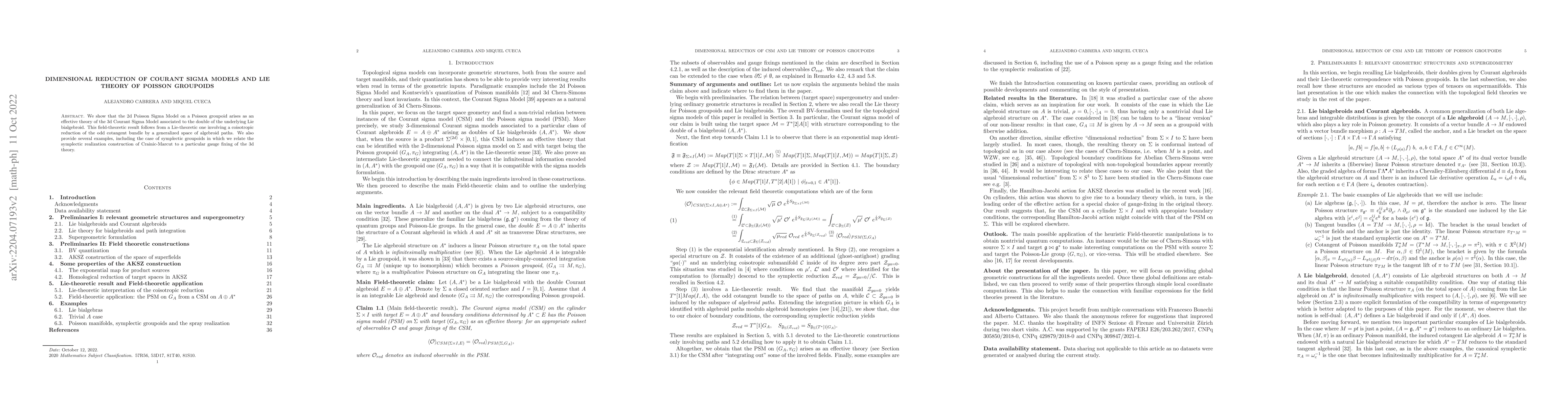 Thumbnail for Dimensional reduction of Courant sigma models and Lie theory of Poisson
  groupoids