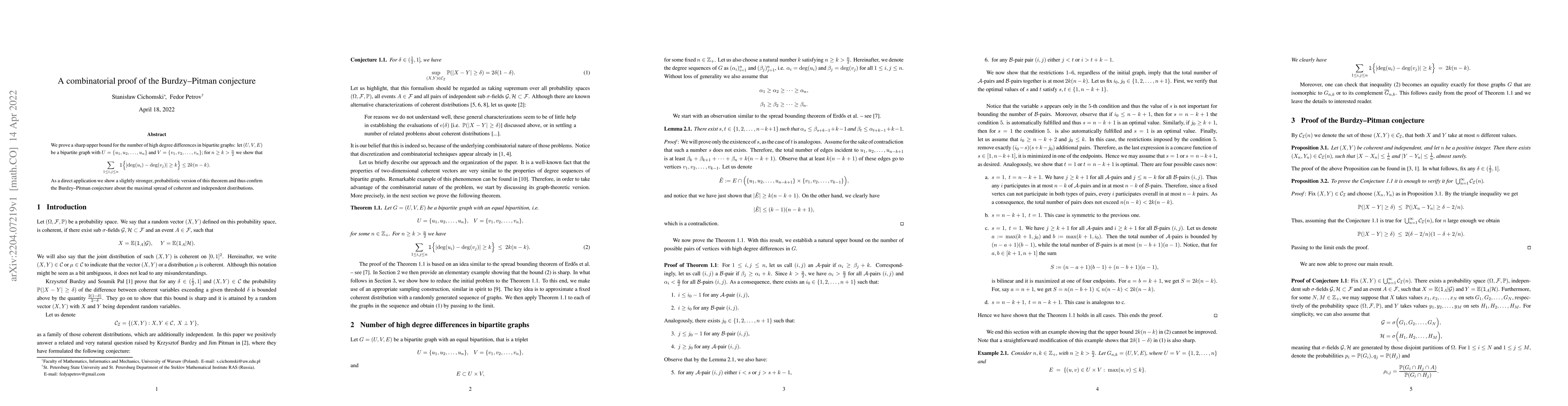 Thumbnail for A combinatorial proof of the Burdzy-Pitman conjecture