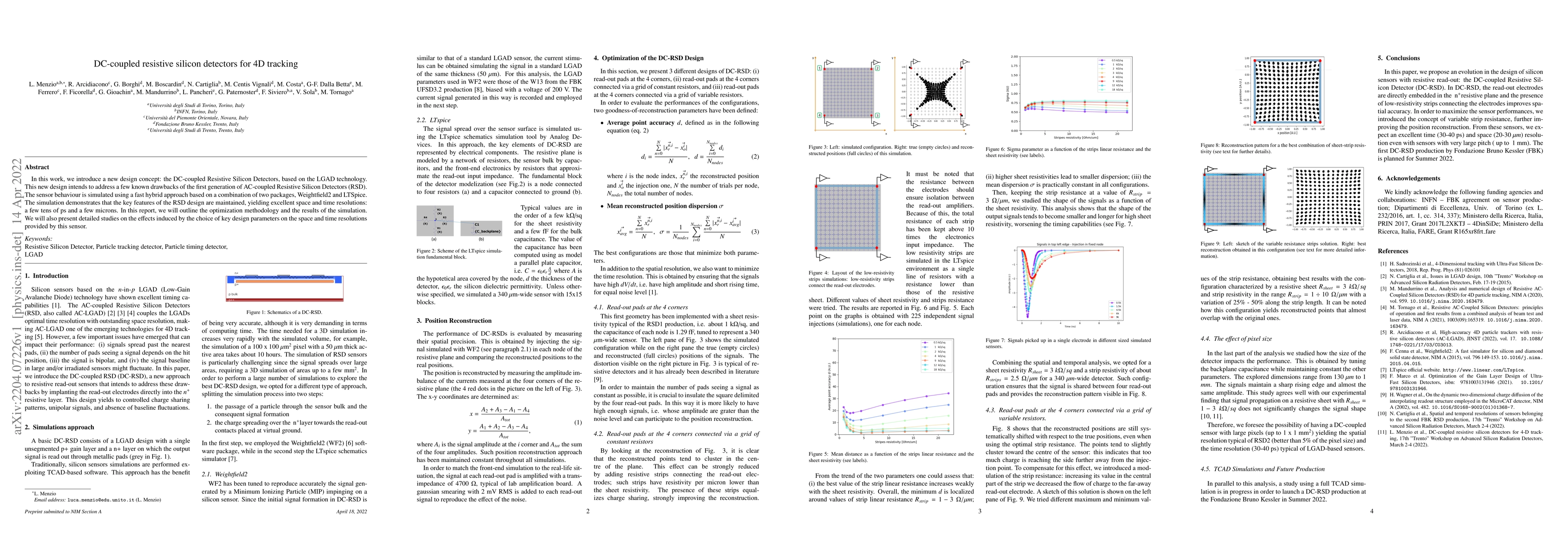 Thumbnail for DC-coupled resistive silicon detectors for 4-D tracking