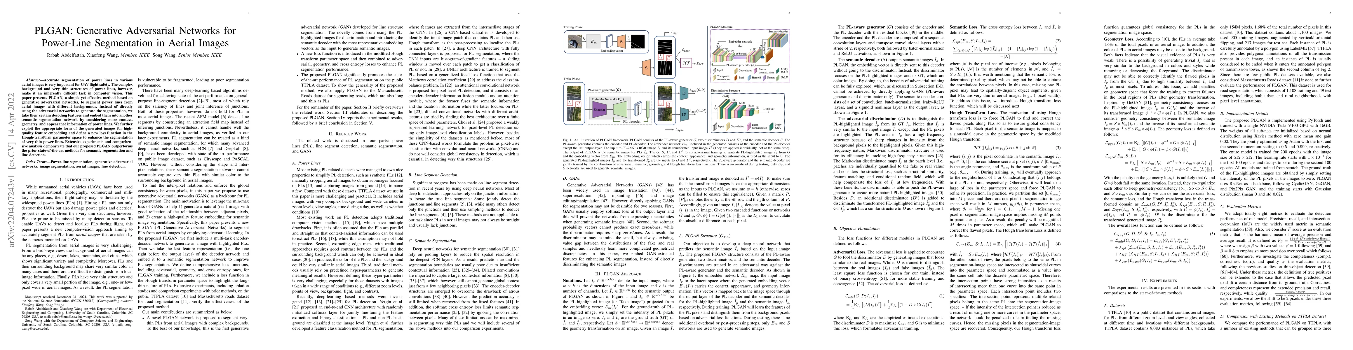 Thumbnail for PLGAN: Generative Adversarial Networks for Power-Line Segmentation in
  Aerial Images