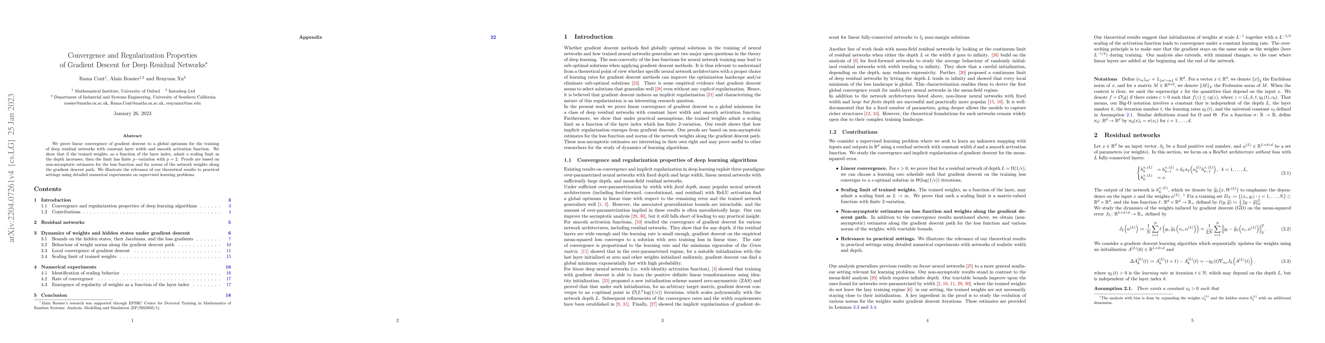 Thumbnail for Convergence and Implicit Regularization Properties of Gradient Descent
  for Deep Residual Networks