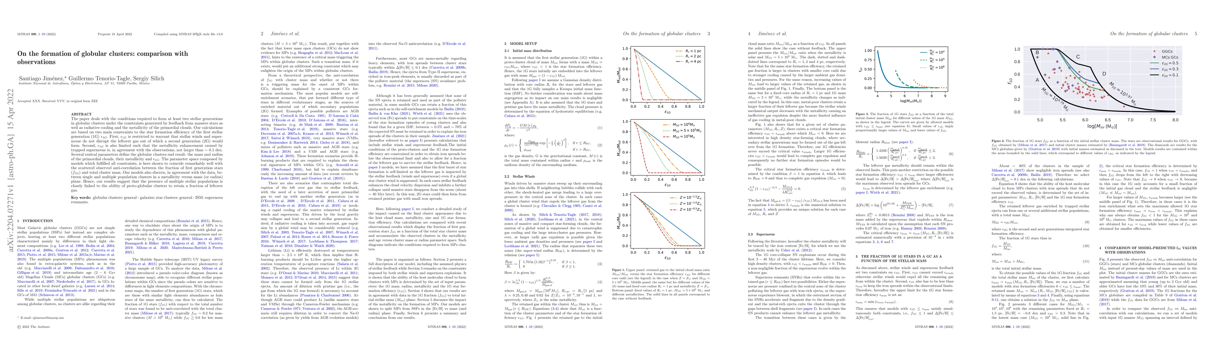 Thumbnail for On the formation of globular clusters: comparison with observations
