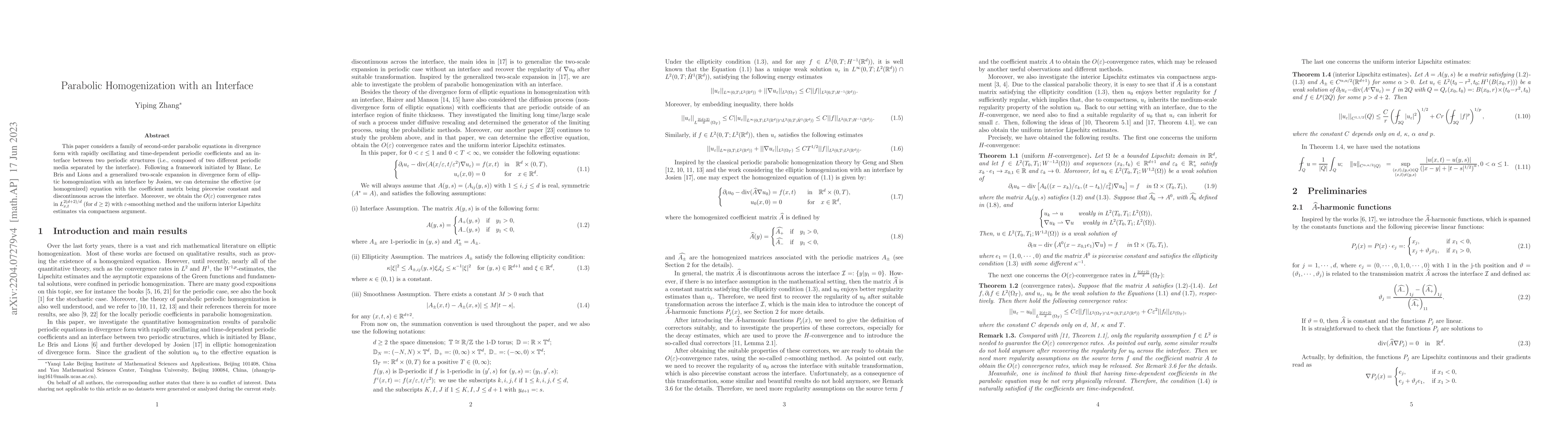 Thumbnail for Parabolic Homogenization with an Interface