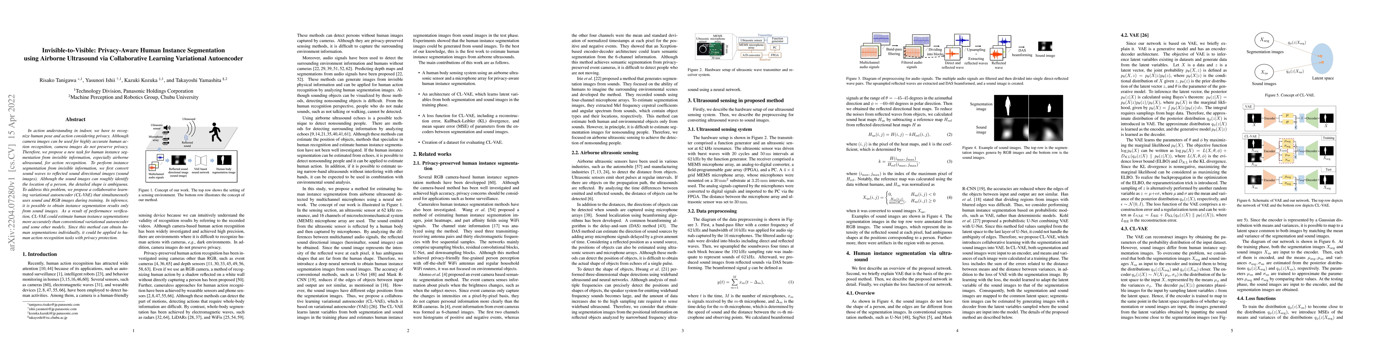 Thumbnail for Invisible-to-Visible: Privacy-Aware Human Instance Segmentation using
  Airborne Ultrasound via Collaborative Learning Variational Autoencoder