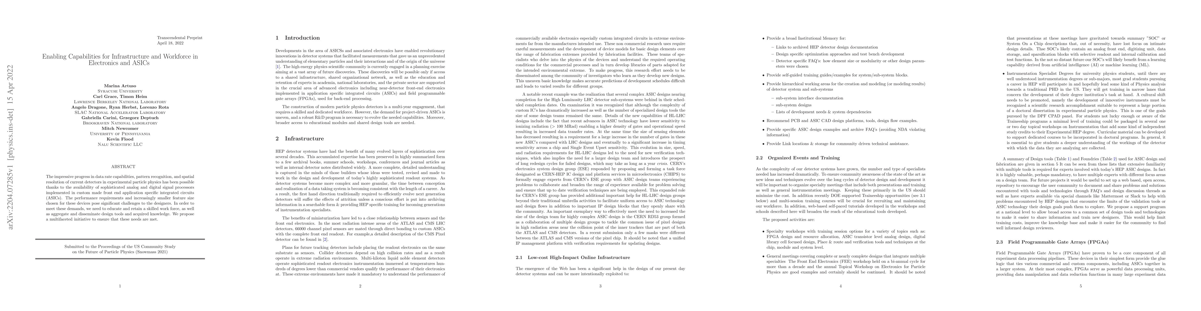 Thumbnail for Enabling Capabilities for Infrastructure and Workforce in Electronics
  and ASICs