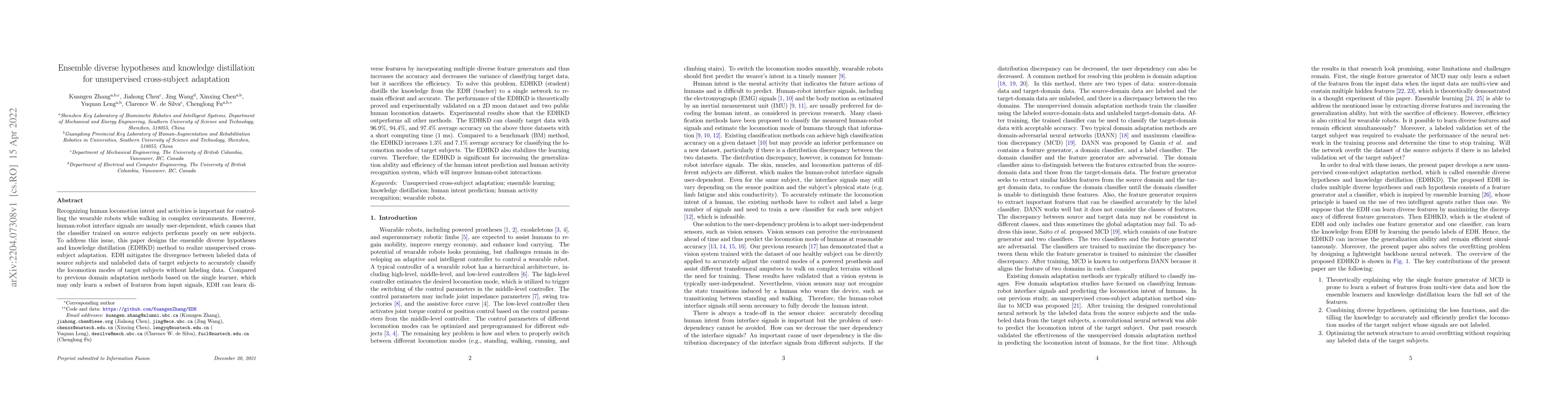Thumbnail for Ensemble diverse hypotheses and knowledge distillation for unsupervised
  cross-subject adaptation