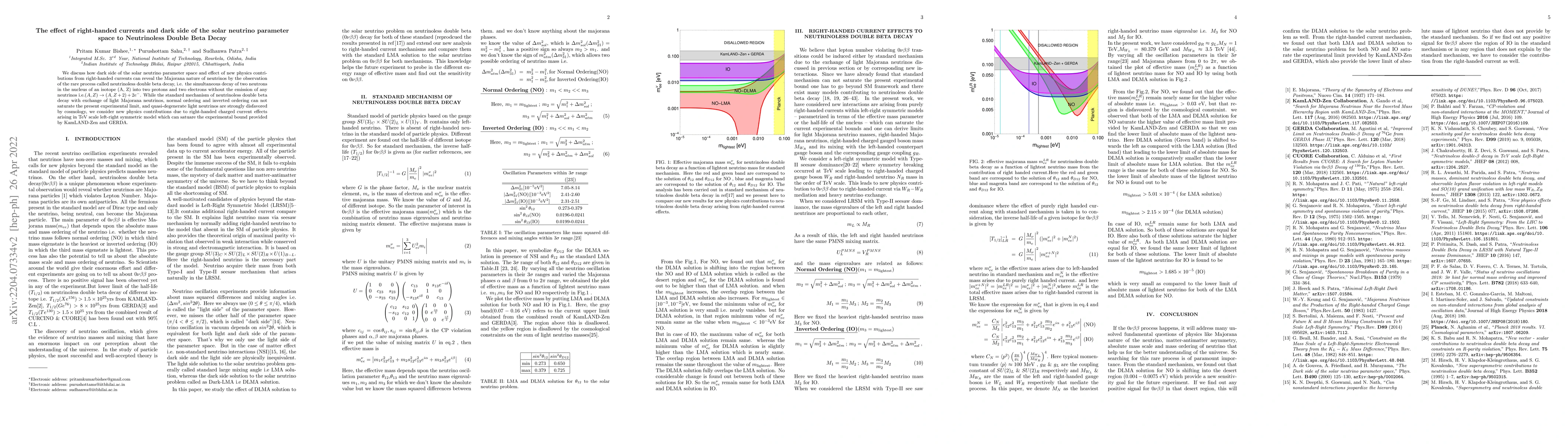 Thumbnail for Effect of right-handed currents and dark side of the solar neutrino
  parameter space to Neutrinoless Double Beta Decay