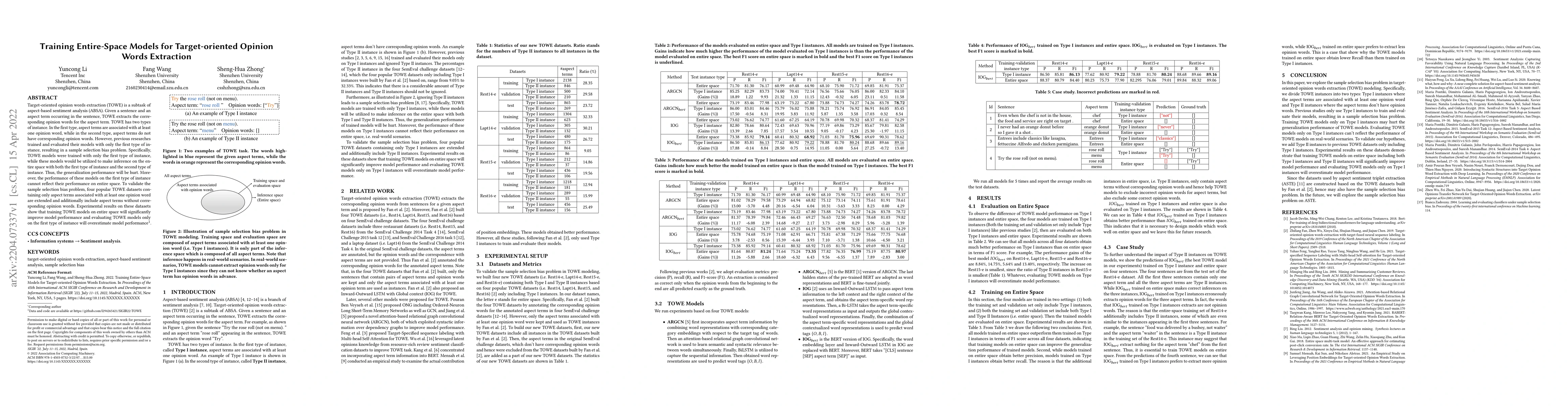 Thumbnail for Training Entire-Space Models for Target-oriented Opinion Words
  Extraction