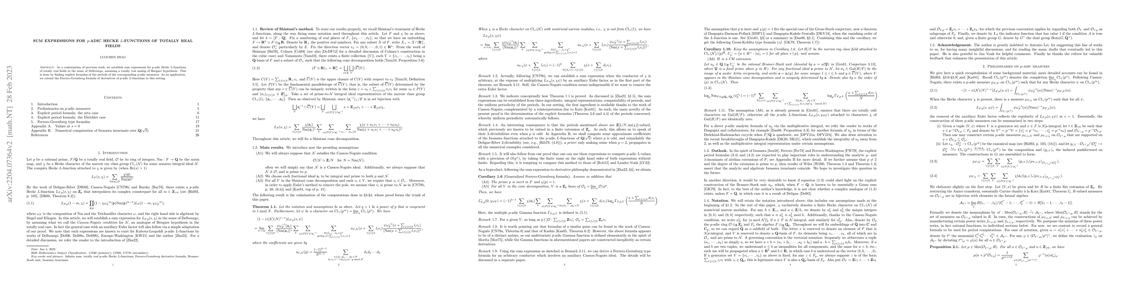 Thumbnail for Sum expressions for $p$-adic Hecke $L$-functions of totally real fields