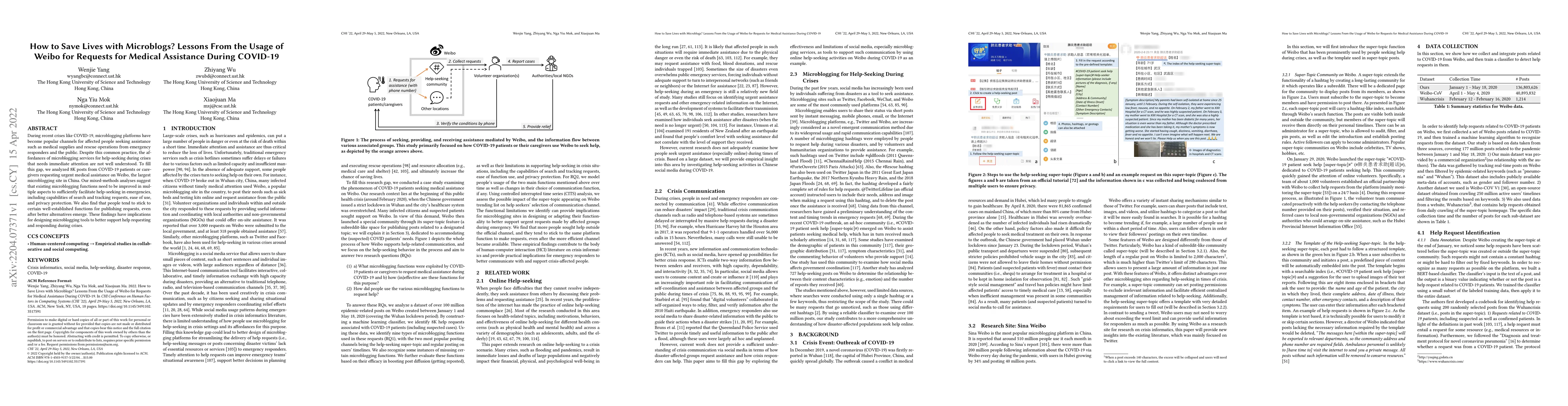 Thumbnail for How to Save Lives with Microblogs? Lessons From the Usage of Weibo for
  Requests for Medical Assistance During COVID-19
