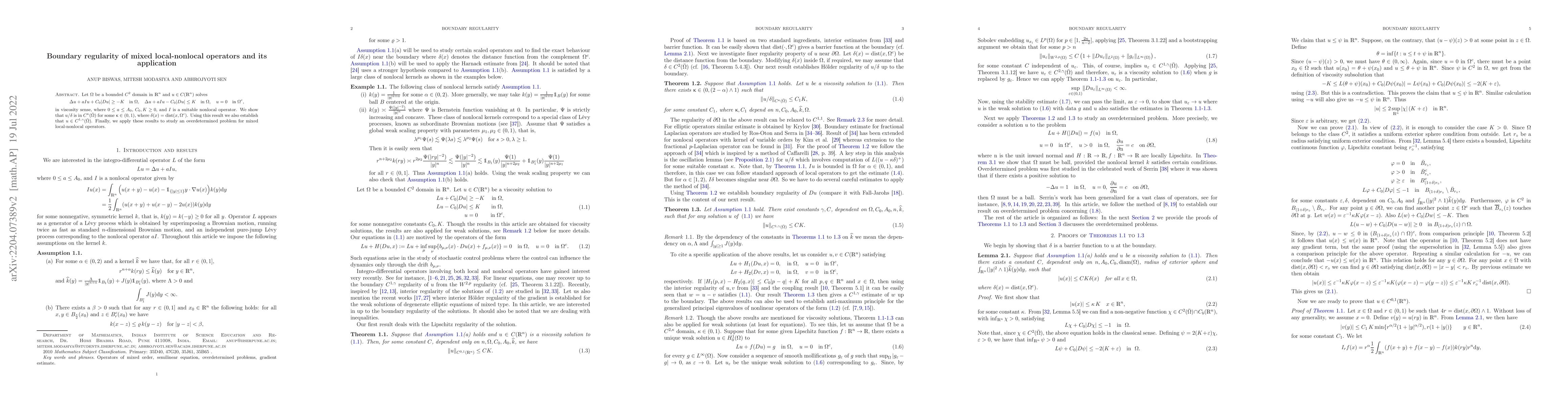 Thumbnail for Boundary regularity of mixed local-nonlocal operators and its
  application