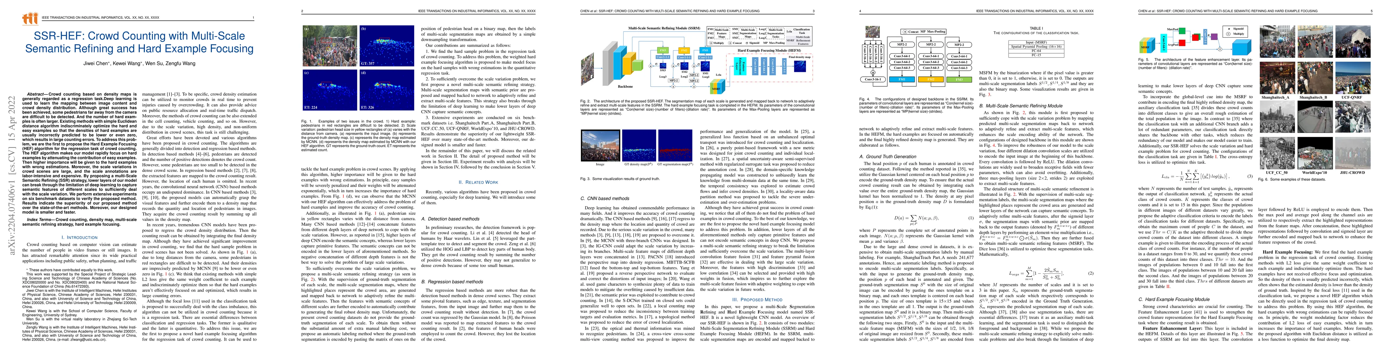 Thumbnail for SSR-HEF: Crowd Counting with Multi-Scale Semantic Refining and Hard
  Example Focusing