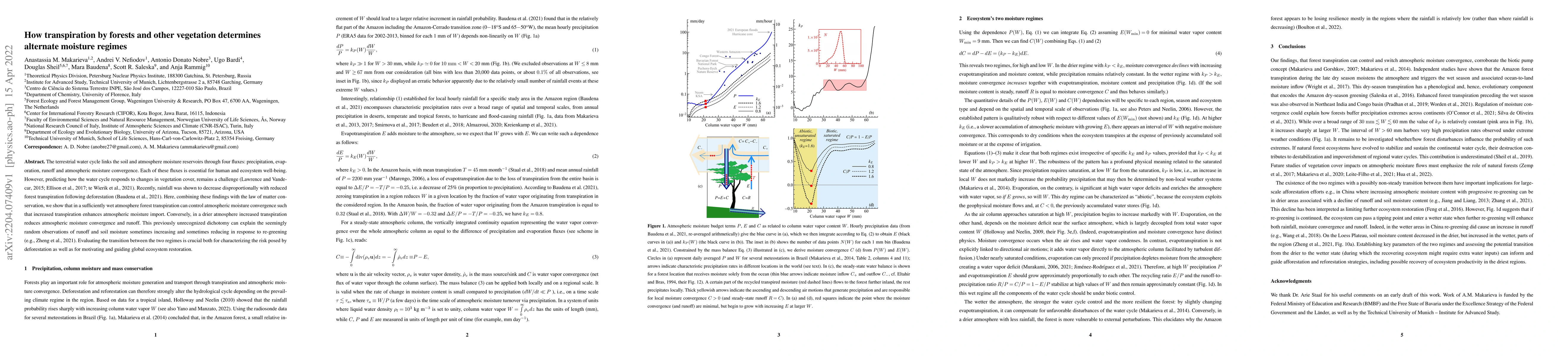 Thumbnail for How transpiration by forests and other vegetation determines alternate
  moisture regimes