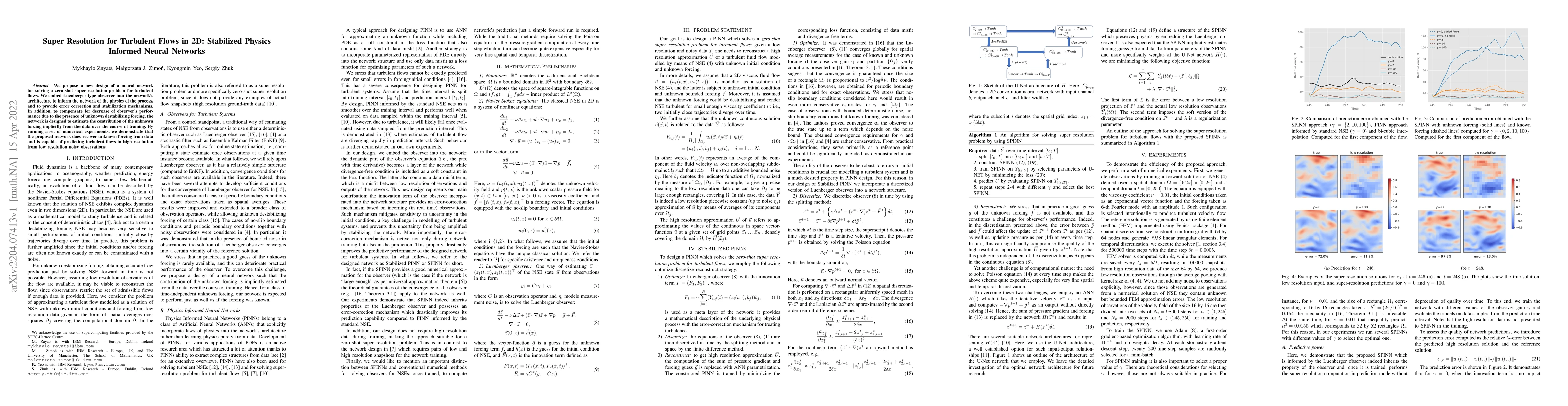 Thumbnail for Super Resolution for Turbulent Flows in 2D: Stabilized Physics Informed
  Neural Networks