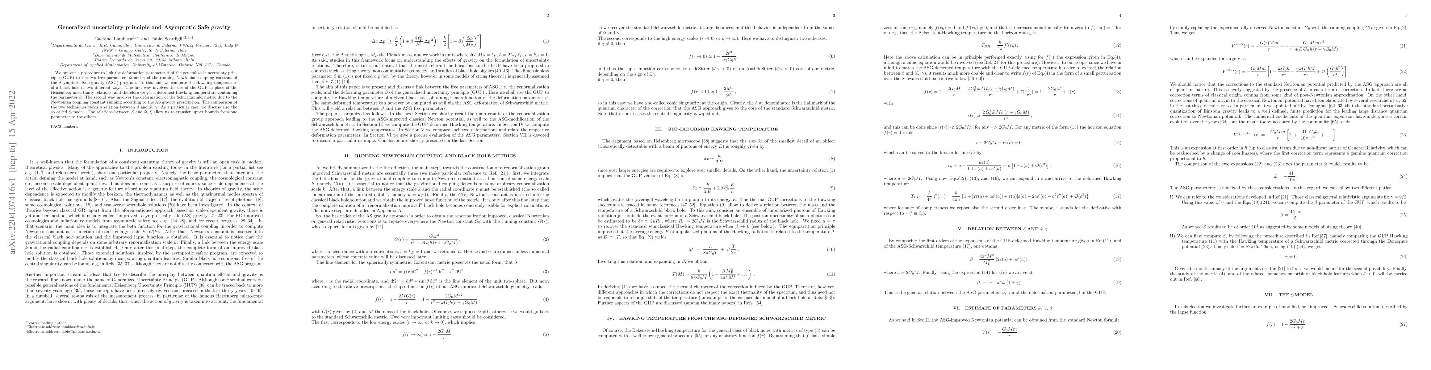 Thumbnail for Generalized uncertainty principle and Asymptotic Safe gravity