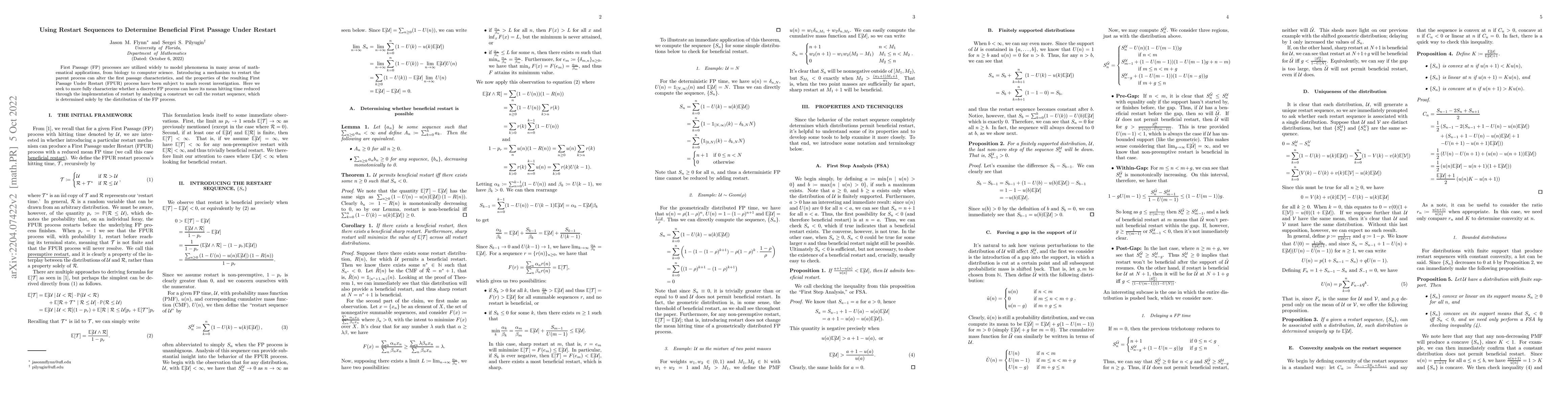 Thumbnail for Using Restart Sequences to Determine Beneficial First Passage Under
  Restart