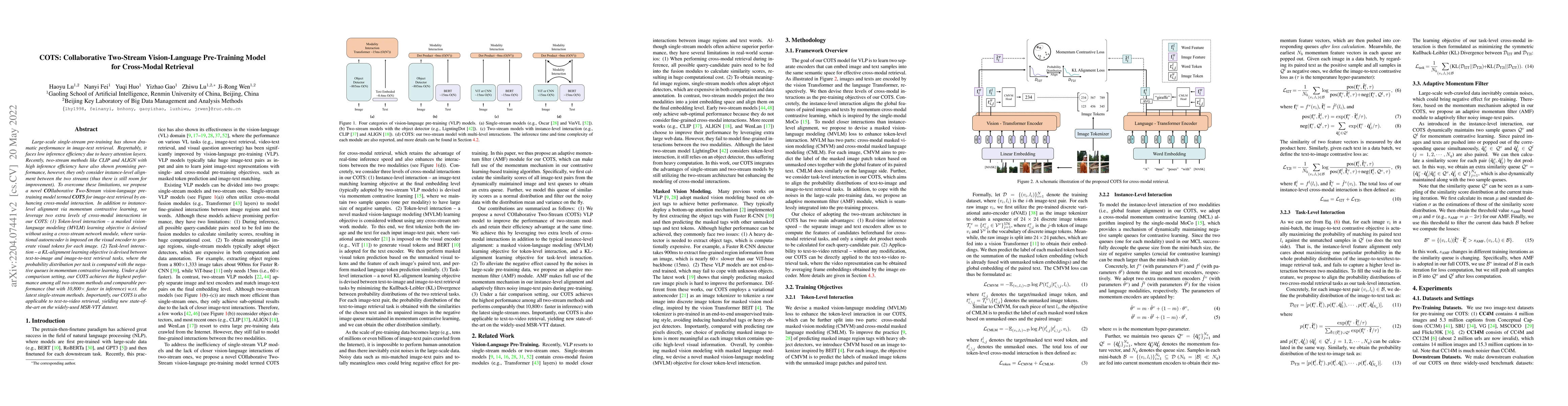 Thumbnail for COTS: Collaborative Two-Stream Vision-Language Pre-Training Model for
  Cross-Modal Retrieval