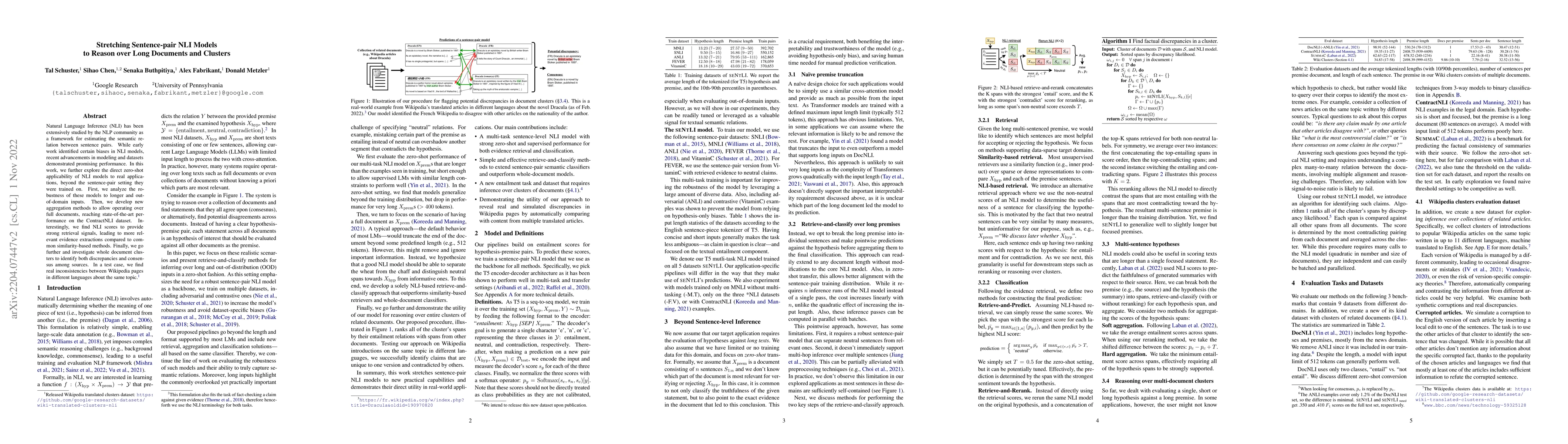 Thumbnail for Stretching Sentence-pair NLI Models to Reason over Long Documents and
  Clusters