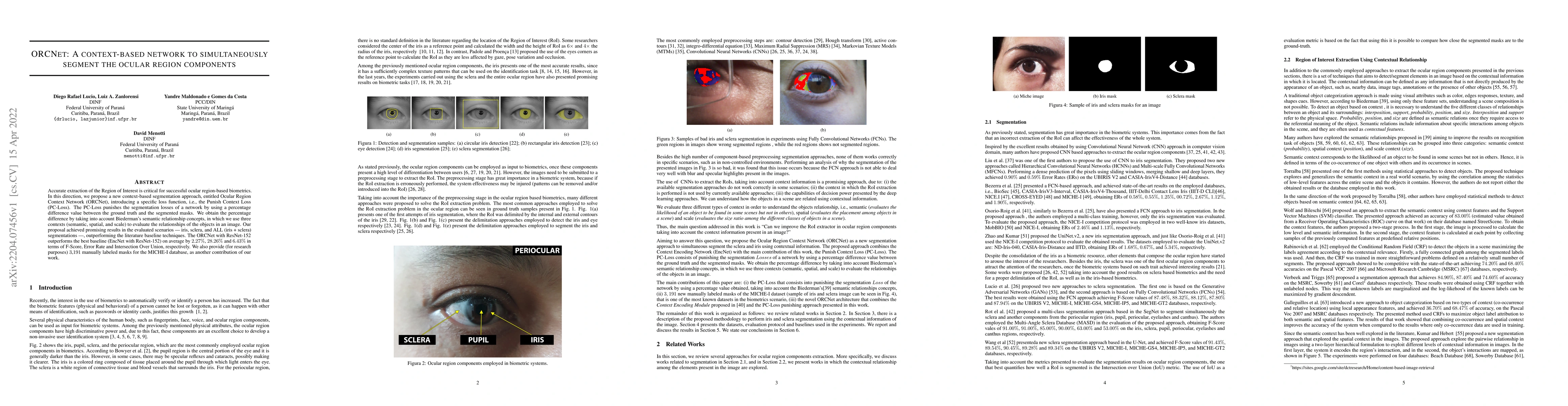 Thumbnail for ORCNet: A context-based network to simultaneously segment the ocular
  region components