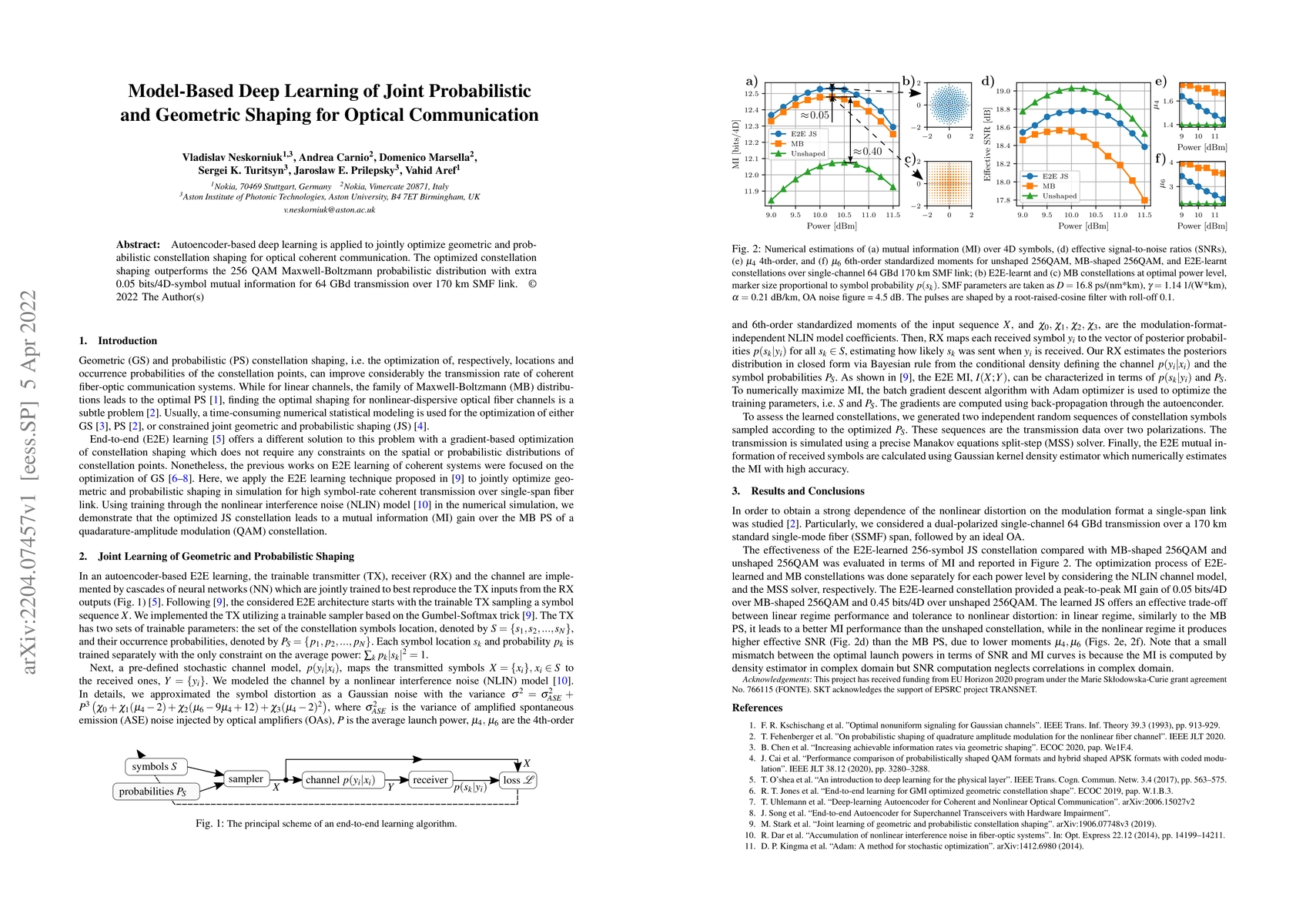 Thumbnail for Model-Based Deep Learning of Joint Probabilistic and Geometric Shaping
  for Optical Communication
