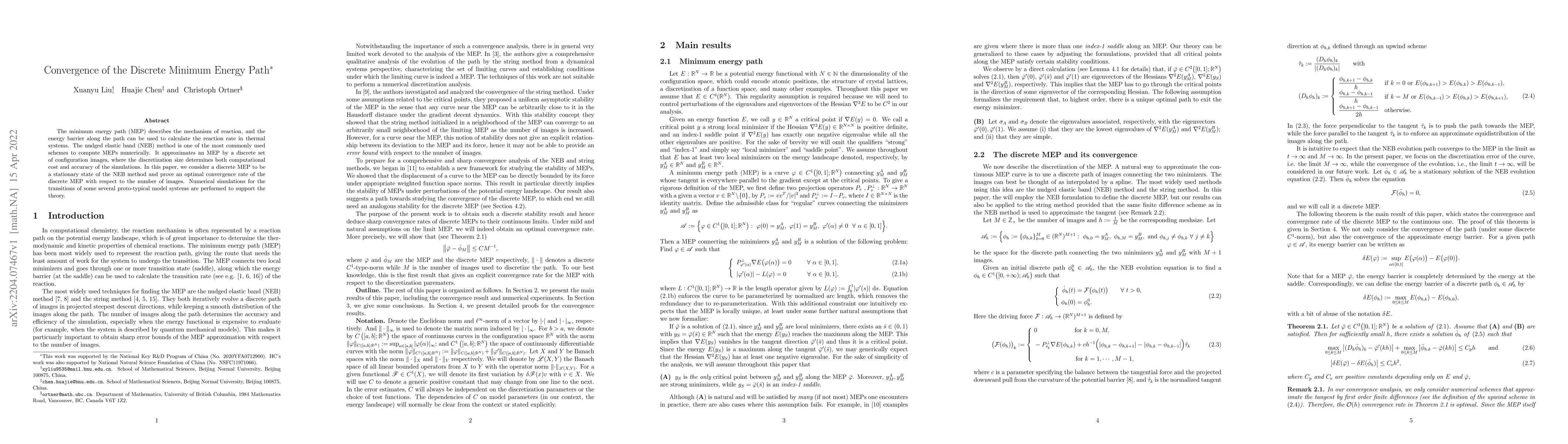 Thumbnail for Convergence of the Discrete Minimum Energy Path