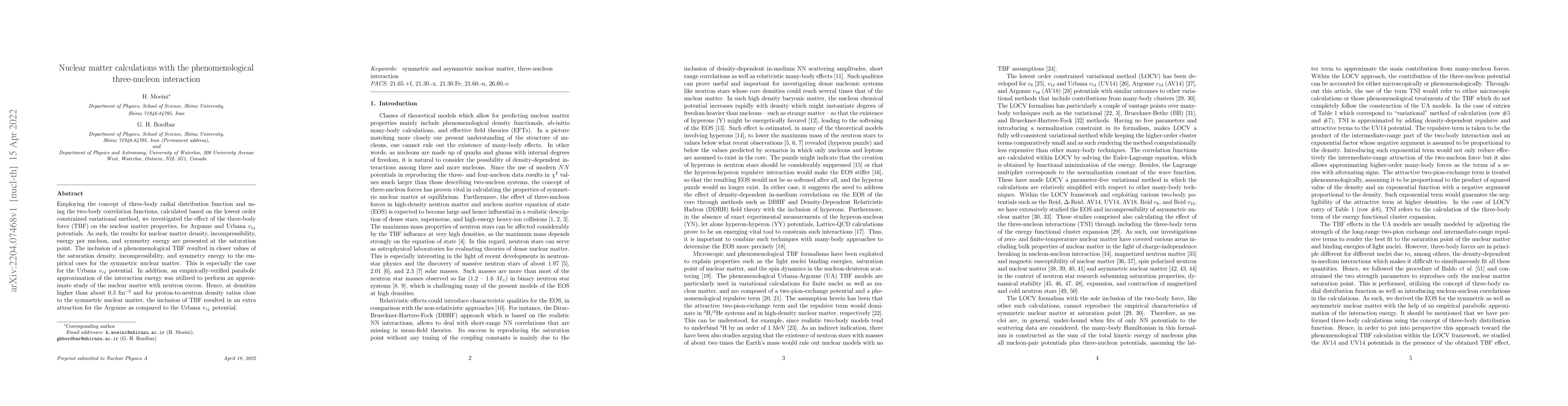 Thumbnail for Nuclear matter calculations with the phenomenological three-nucleon
  interaction