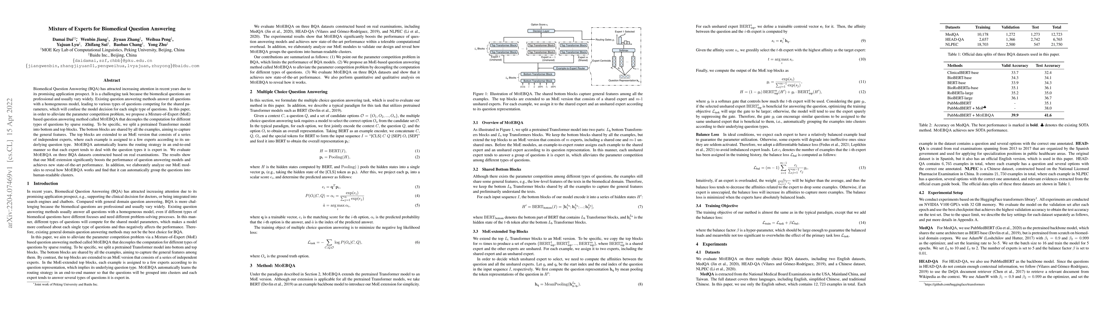 Thumbnail for Mixture of Experts for Biomedical Question Answering