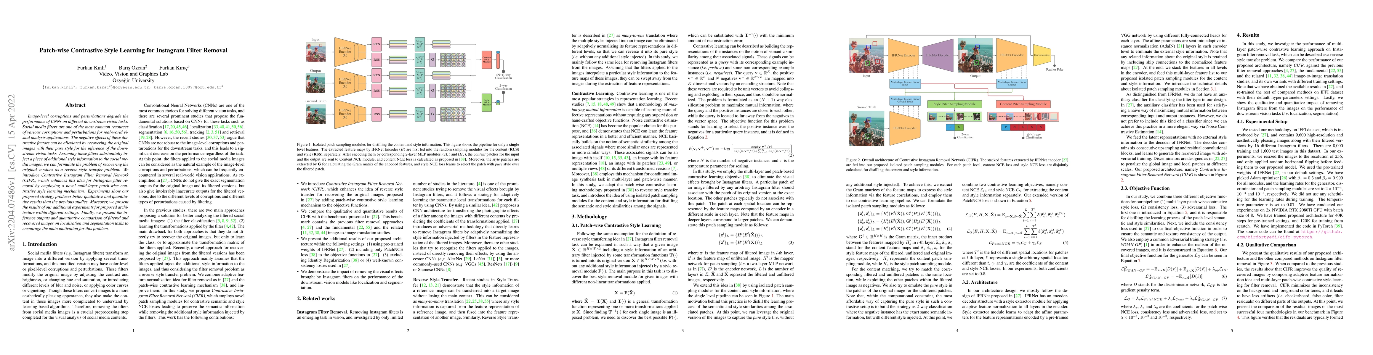 Thumbnail for Patch-wise Contrastive Style Learning for Instagram Filter Removal