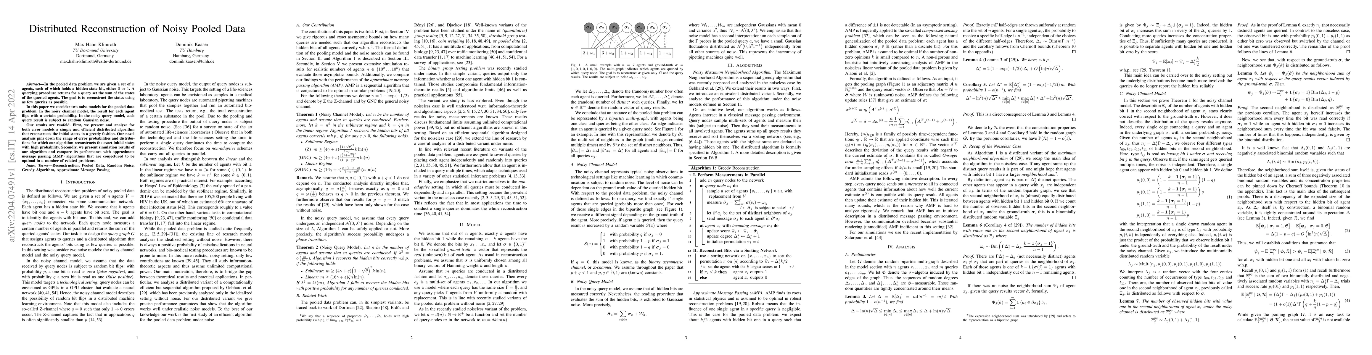 Thumbnail for Distributed Reconstruction of Noisy Pooled Data