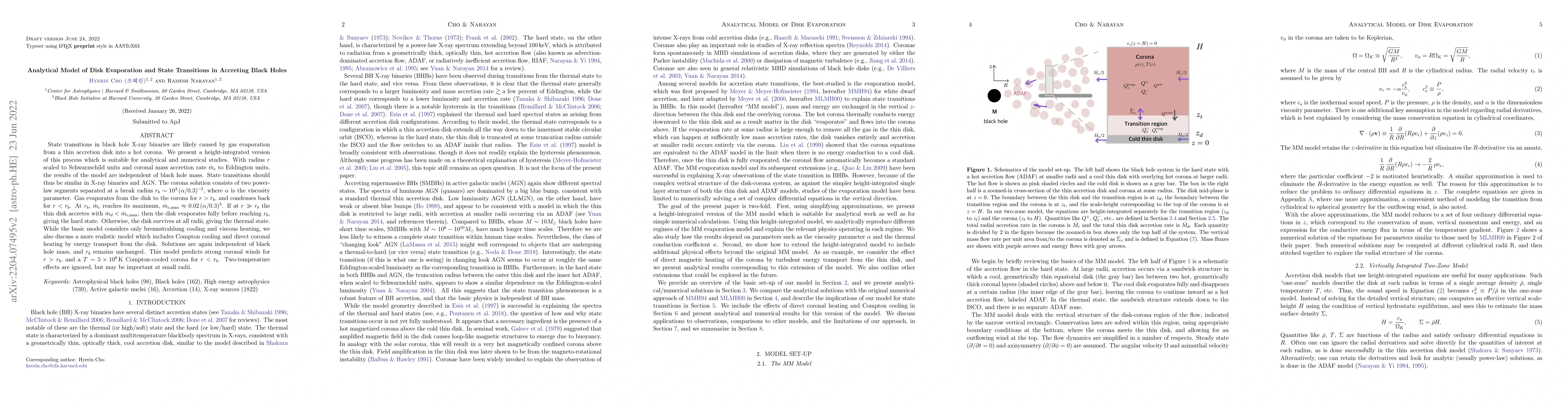 Thumbnail for Analytical Model of Disk Evaporation and State Transitions in Accreting
  Black Holes