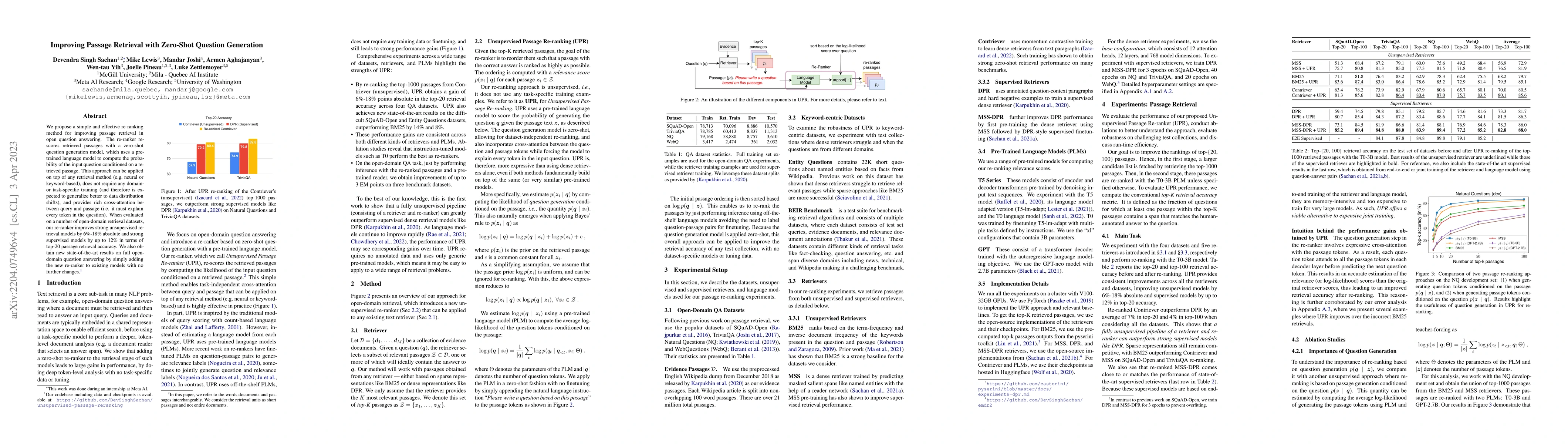 Thumbnail for Improving Passage Retrieval with Zero-Shot Question Generation