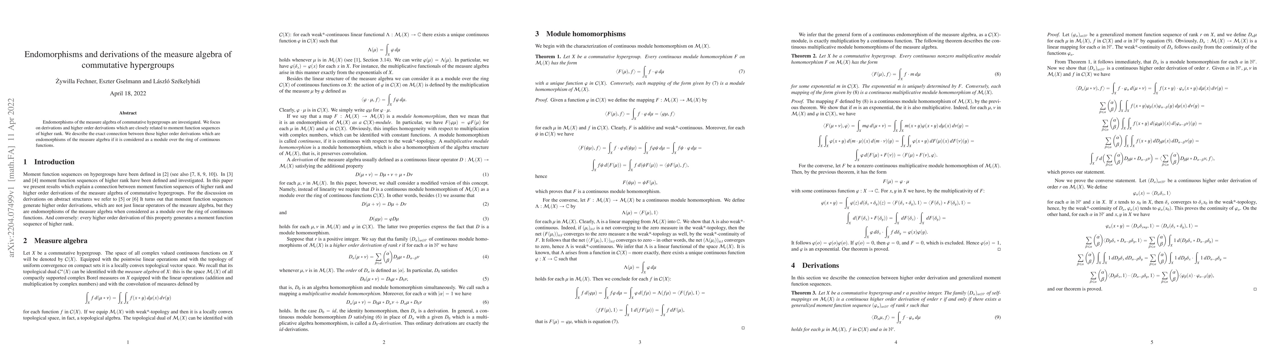 Thumbnail for Endomorphisms and derivations of the measure algebra of commutative
  hypergroups