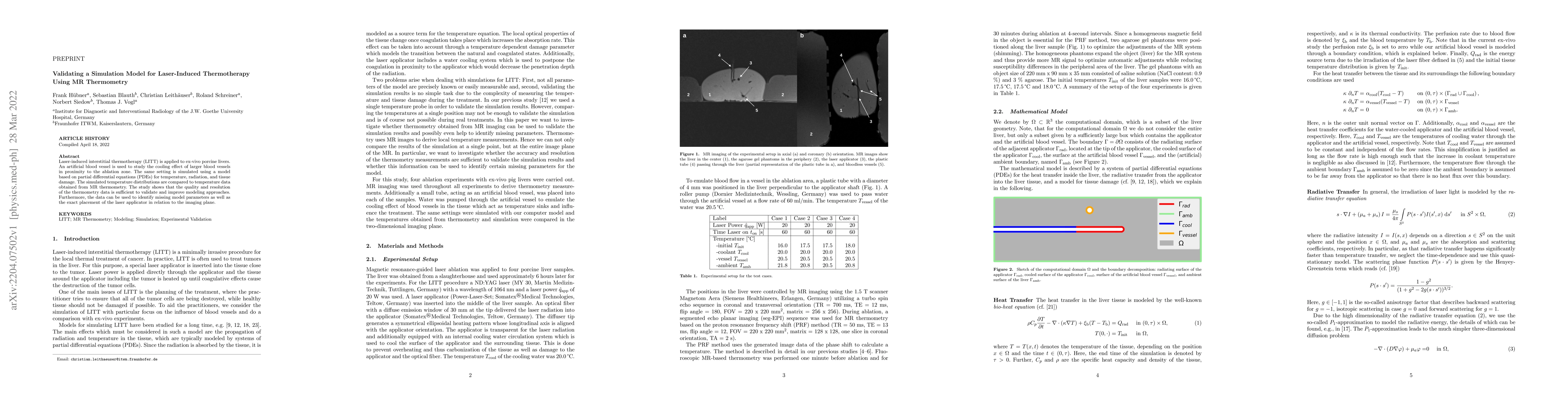 Thumbnail for Validating a Simulation Model for Laser-Induced Thermotherapy Using MR
  Thermometry