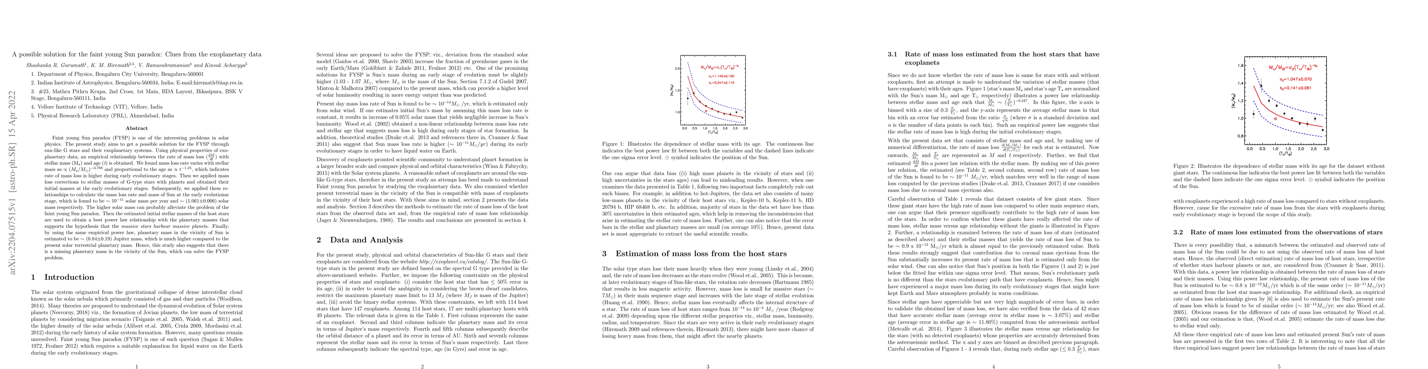 Thumbnail for A possible solution for the faint young Sun paradox: Clues from the
  exoplanetary data