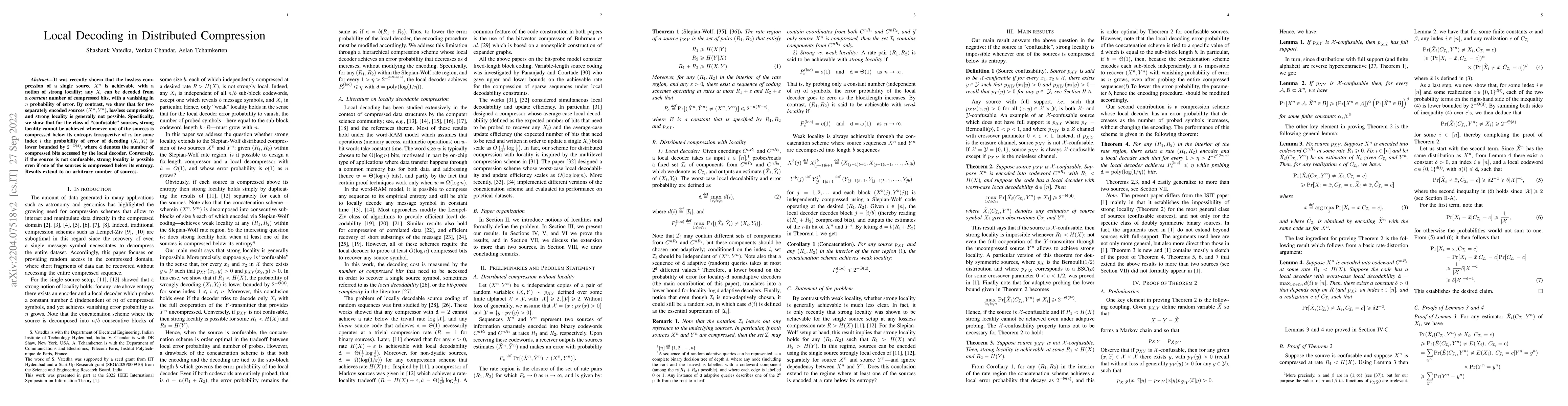 Thumbnail for Local Decoding in Distributed Compression