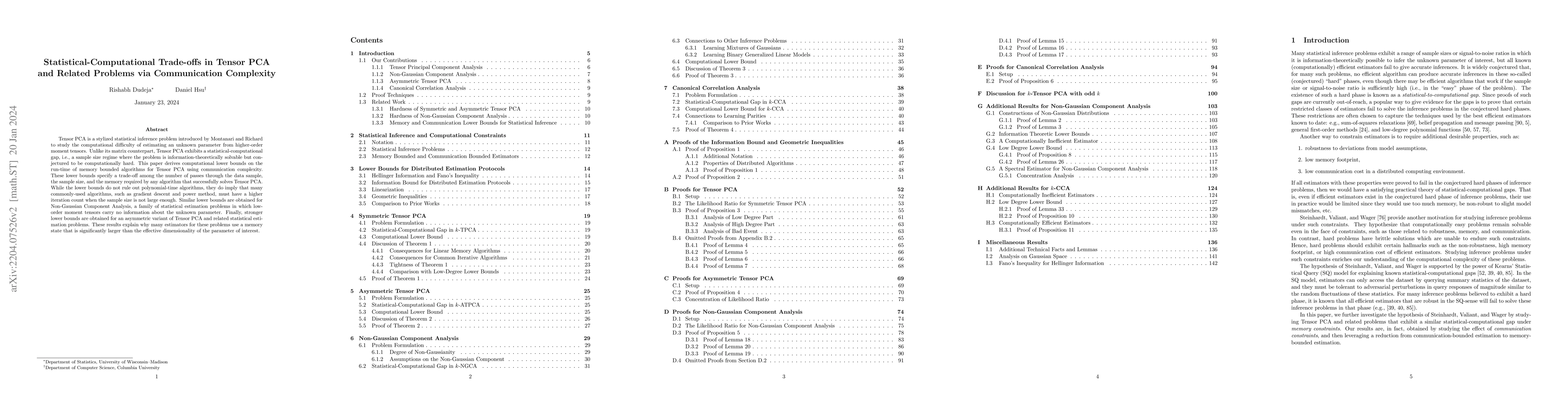 Thumbnail for Statistical-Computational Trade-offs in Tensor PCA and Related Problems
  via Communication Complexity