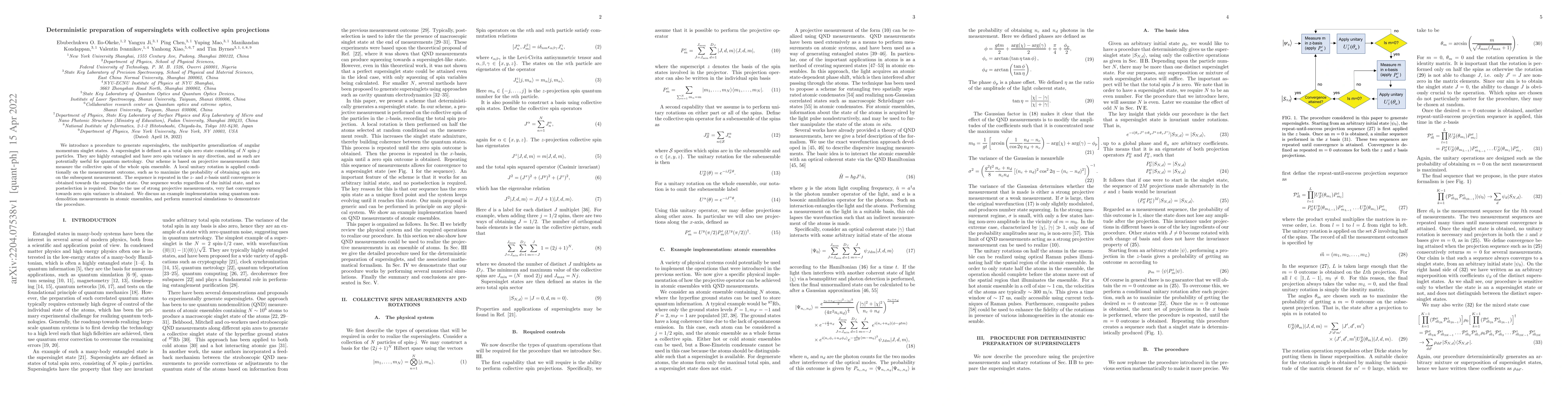 Thumbnail for Deterministic preparation of supersinglets with collective spin
  projections