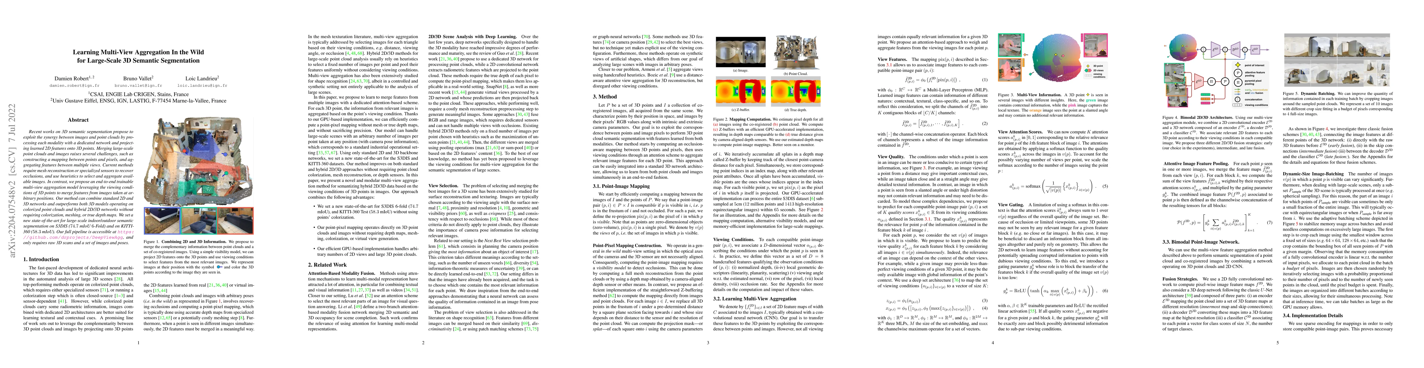 Thumbnail for Learning Multi-View Aggregation In the Wild for Large-Scale 3D Semantic
  Segmentation