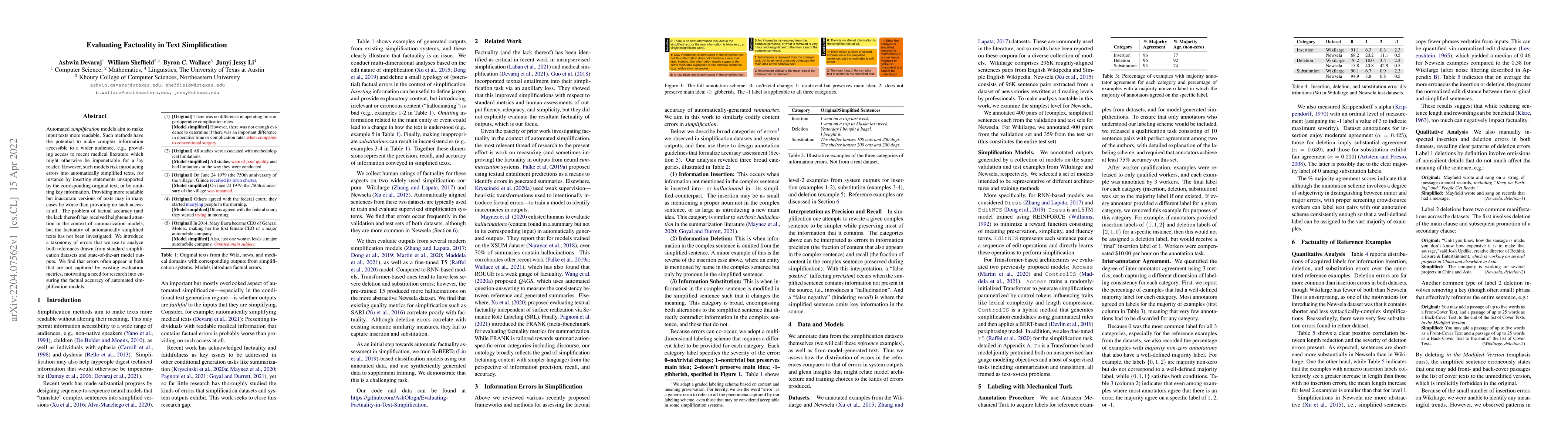 Thumbnail for Evaluating Factuality in Text Simplification
