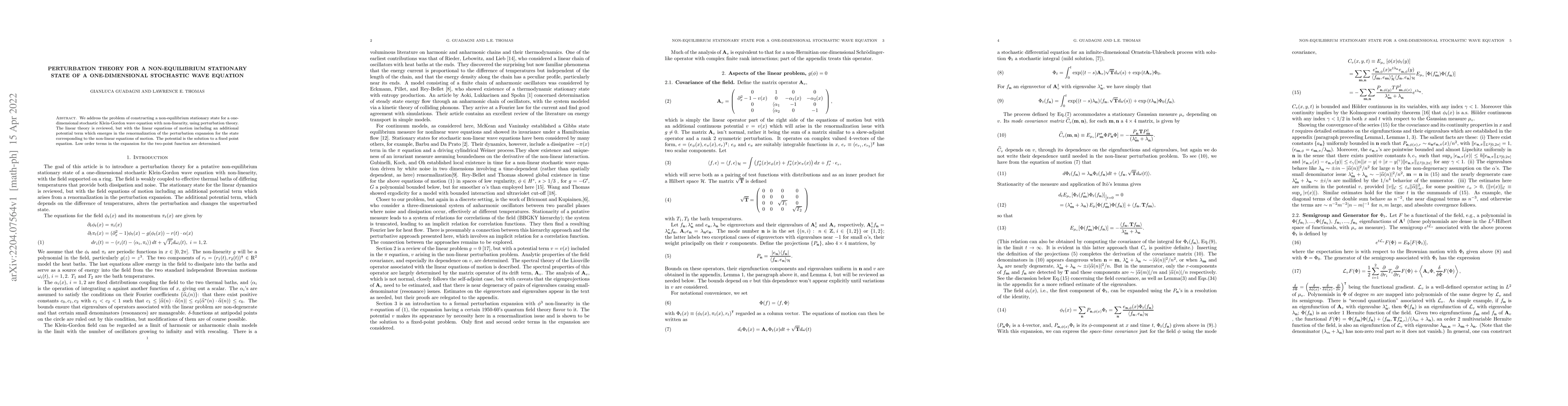 Thumbnail for Perturbation theory for a non-equilibrium stationary state of a
  one-dimensional stochastic wave equation