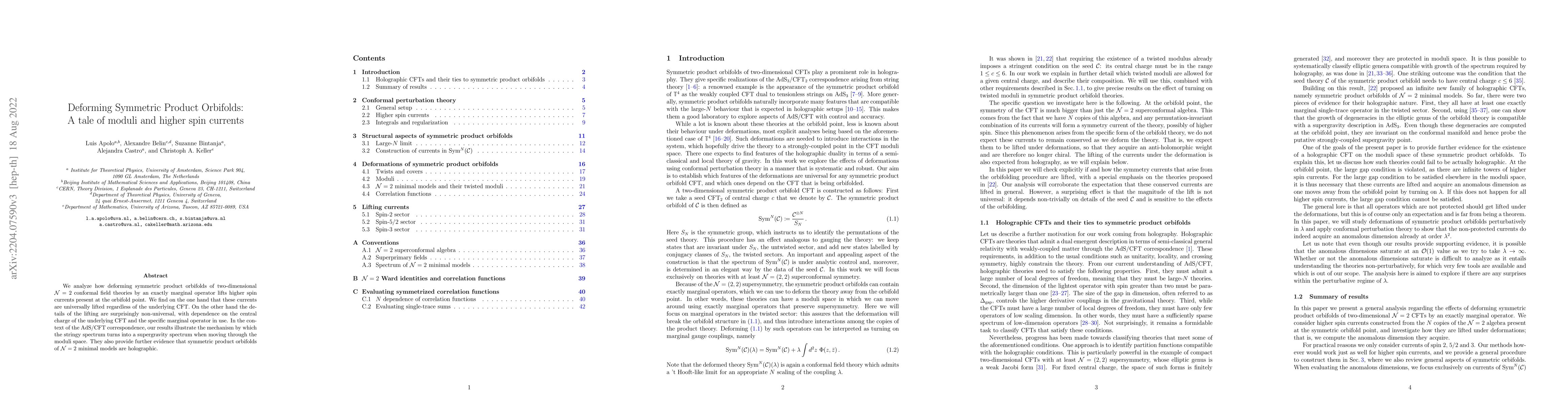 Thumbnail for Deforming Symmetric Product Orbifolds: A tale of moduli and higher spin
  currents