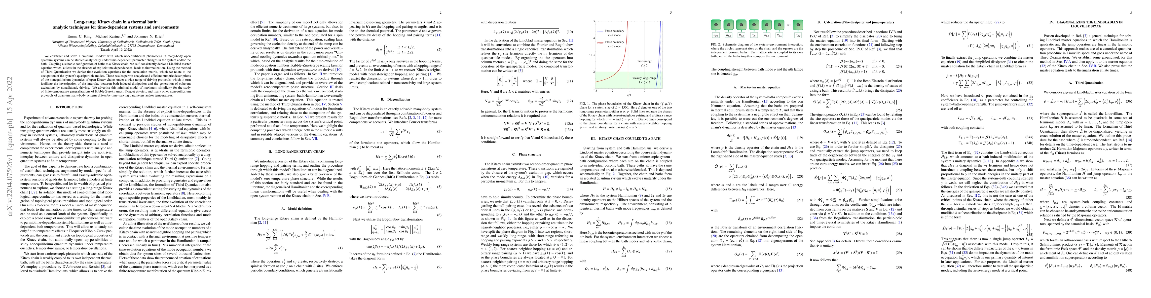 Thumbnail for Long-range Kitaev chain in a thermal bath: Analytic techniques for
  time-dependent systems and environments