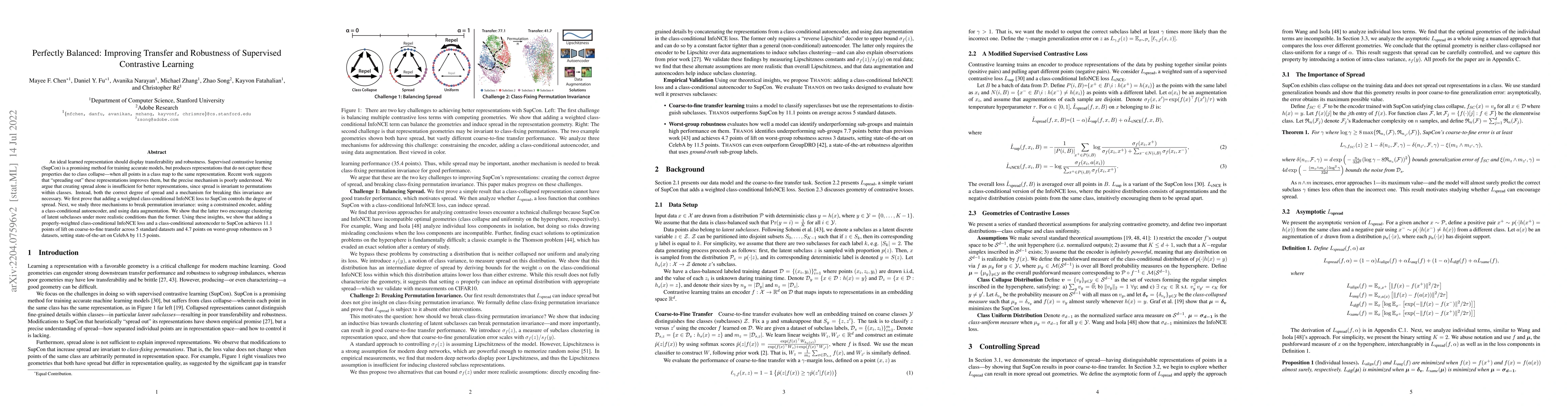 Thumbnail for Perfectly Balanced: Improving Transfer and Robustness of Supervised
  Contrastive Learning