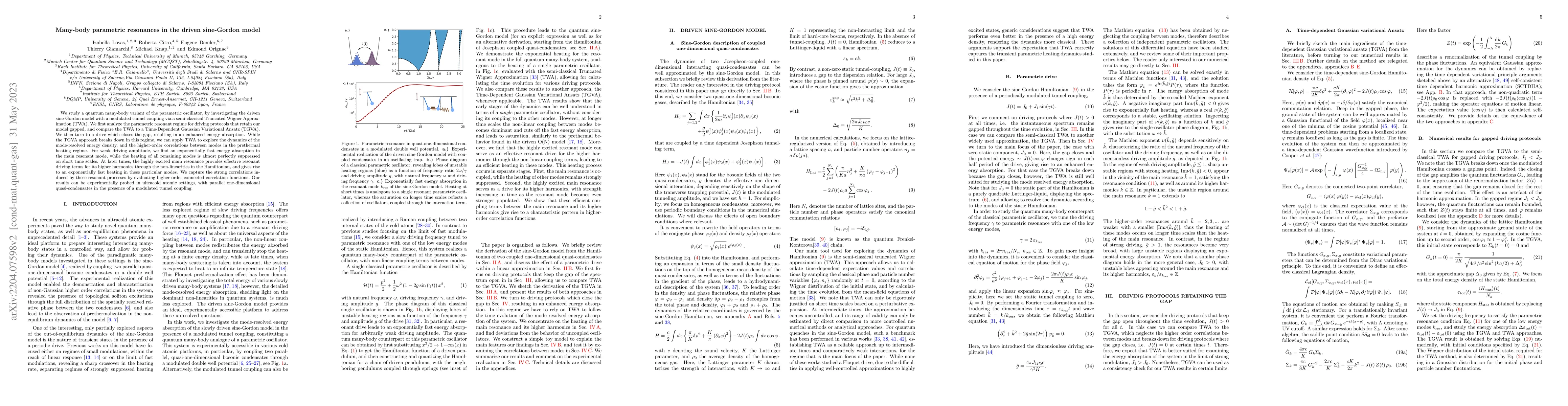 Thumbnail for Many-body parametric resonances in the driven sine-Gordon model
