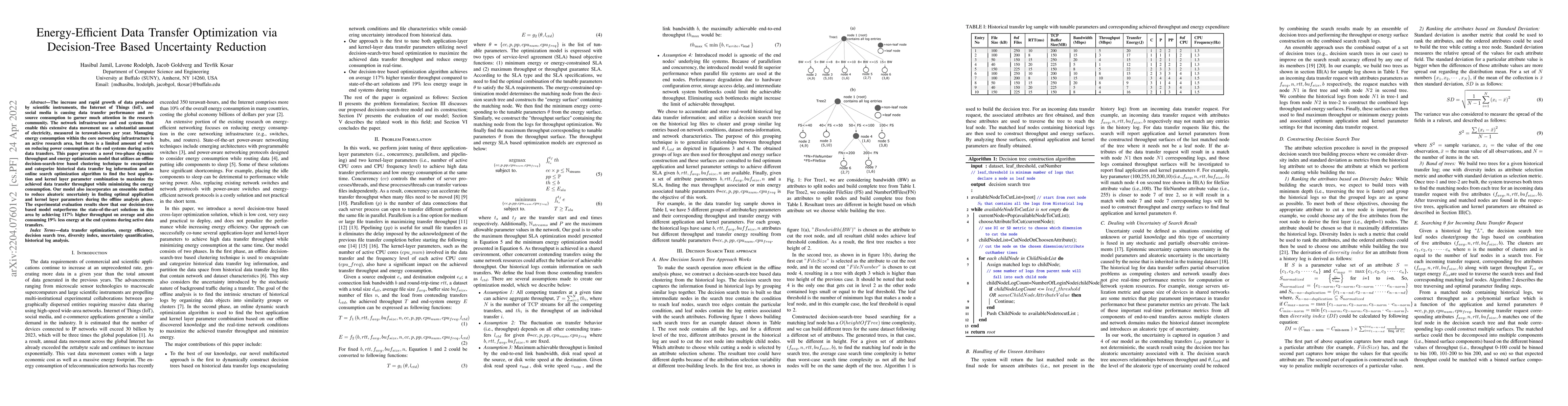 Thumbnail for Energy-Efficient Data Transfer Optimization via Decision-Tree Based
  Uncertainty Reduction