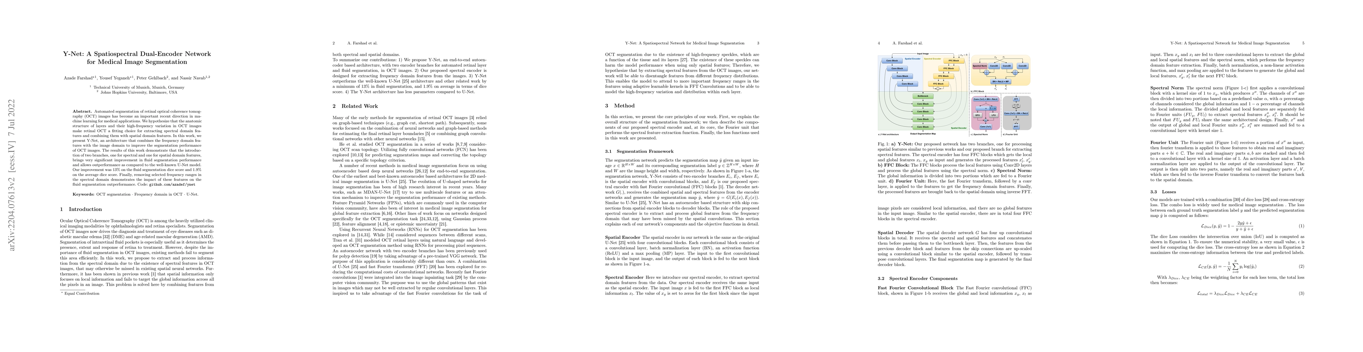 Thumbnail for Y-Net: A Spatiospectral Dual-Encoder Networkfor Medical Image
  Segmentation