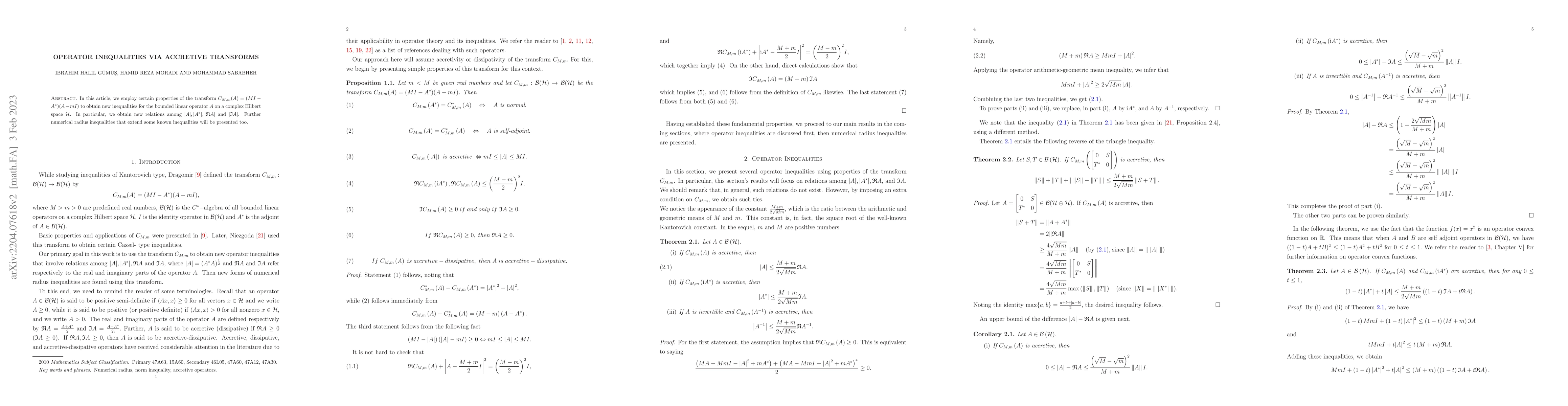Thumbnail for Operator inequalities via accretive transforms