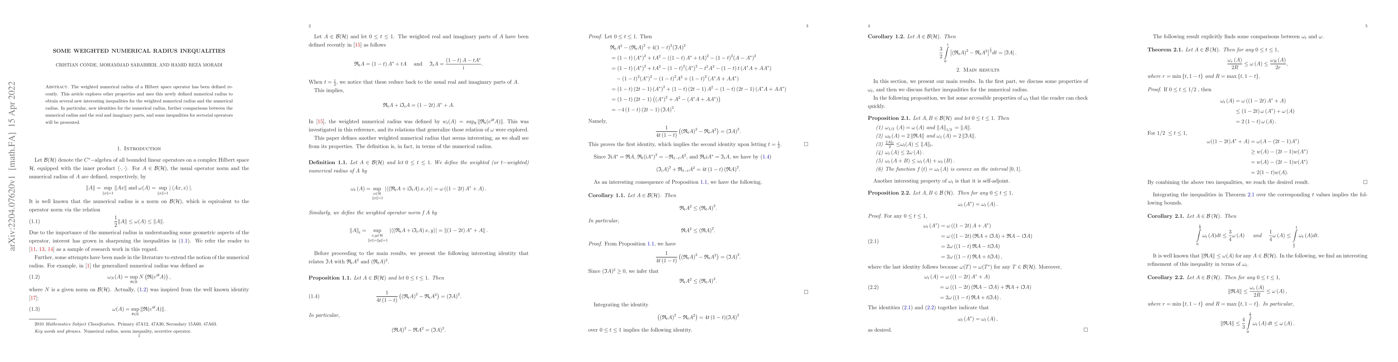 Thumbnail for Some weighted numerical radius inequalities