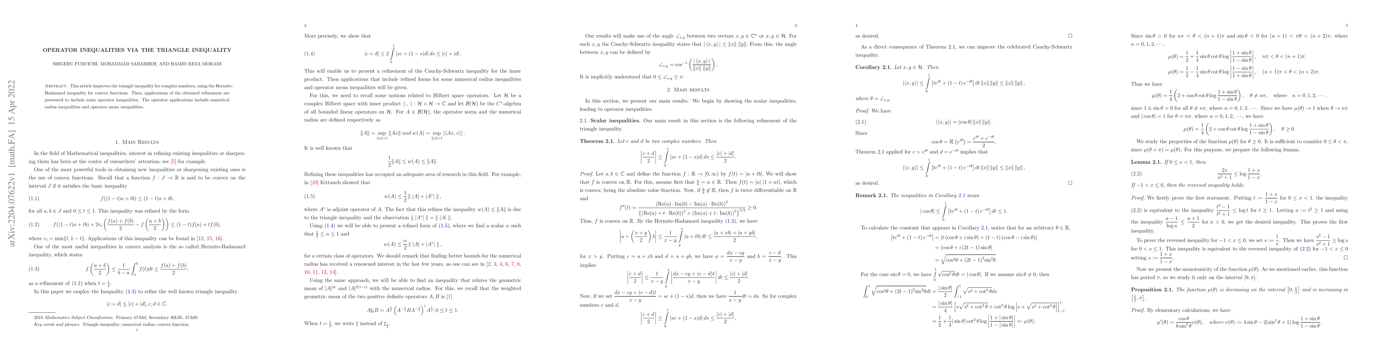 Thumbnail for Operator inequalities via the triangle inequality